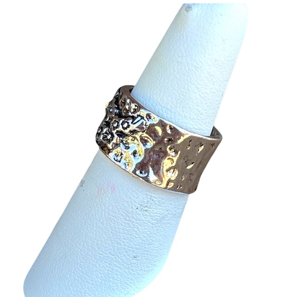 ARTISAN HANDMADE SILVER TONE METALWORK BUTTERFLY CHERRY BLOSSOM RING - Picture 7 of 9